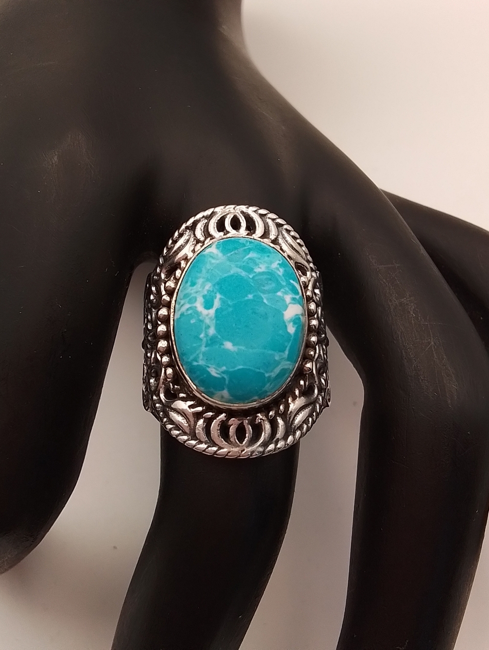 925 Silver Semi-precious Stone Ring, Size 7